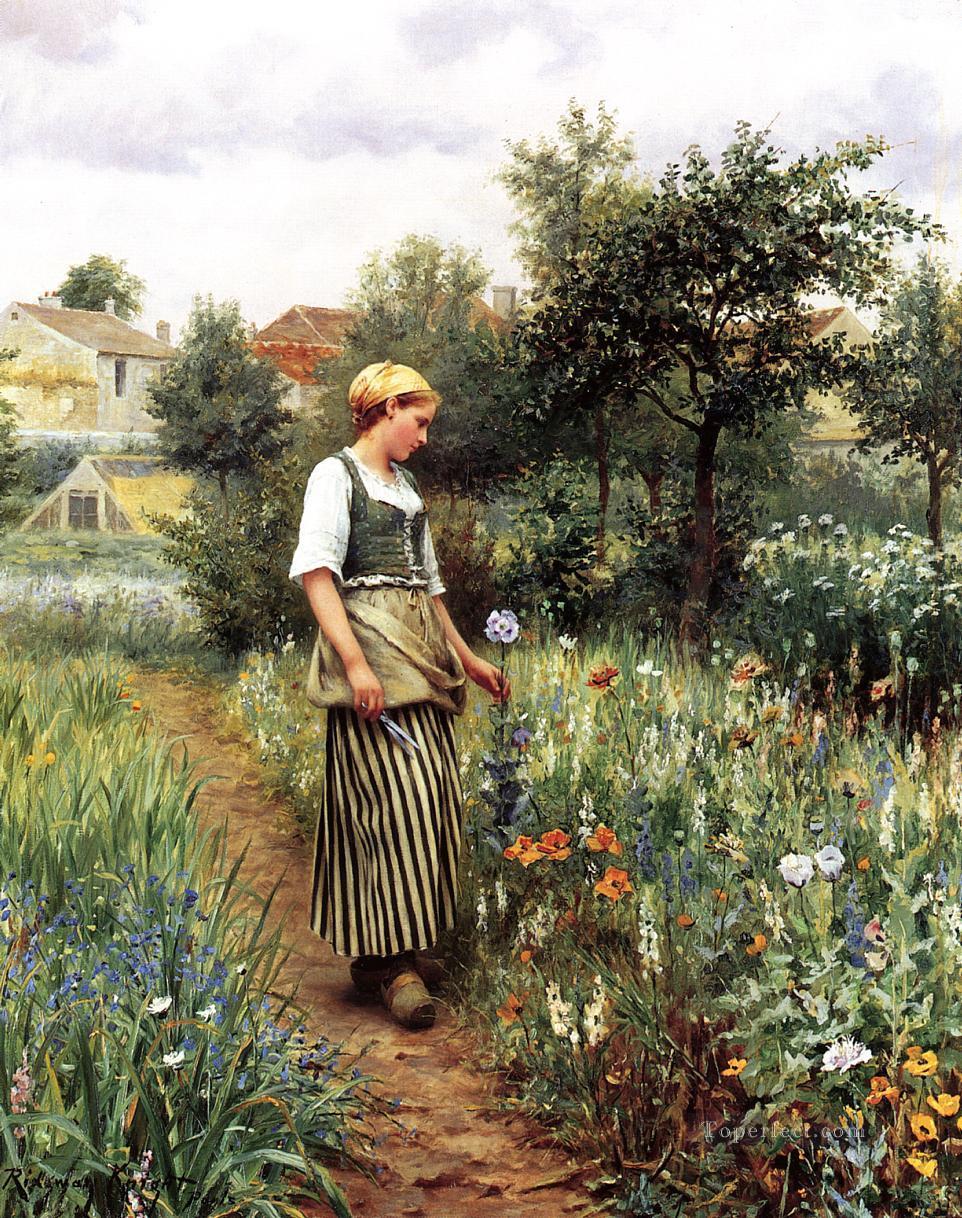In the Garden countrywoman Daniel Ridgway Knight Oil Paintings